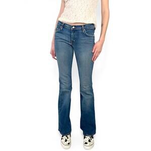 Y2K Grunge Low Waist Blue Cult Stretchy Medium Light Wash Flare Jeans Sz 29